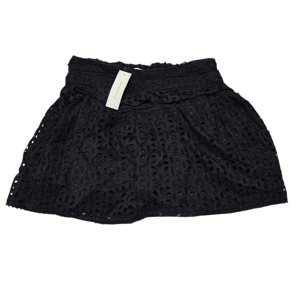 Blue Rain at Francesca's Allovereye Skort Womens M Black Rayon Eyelet Smocked